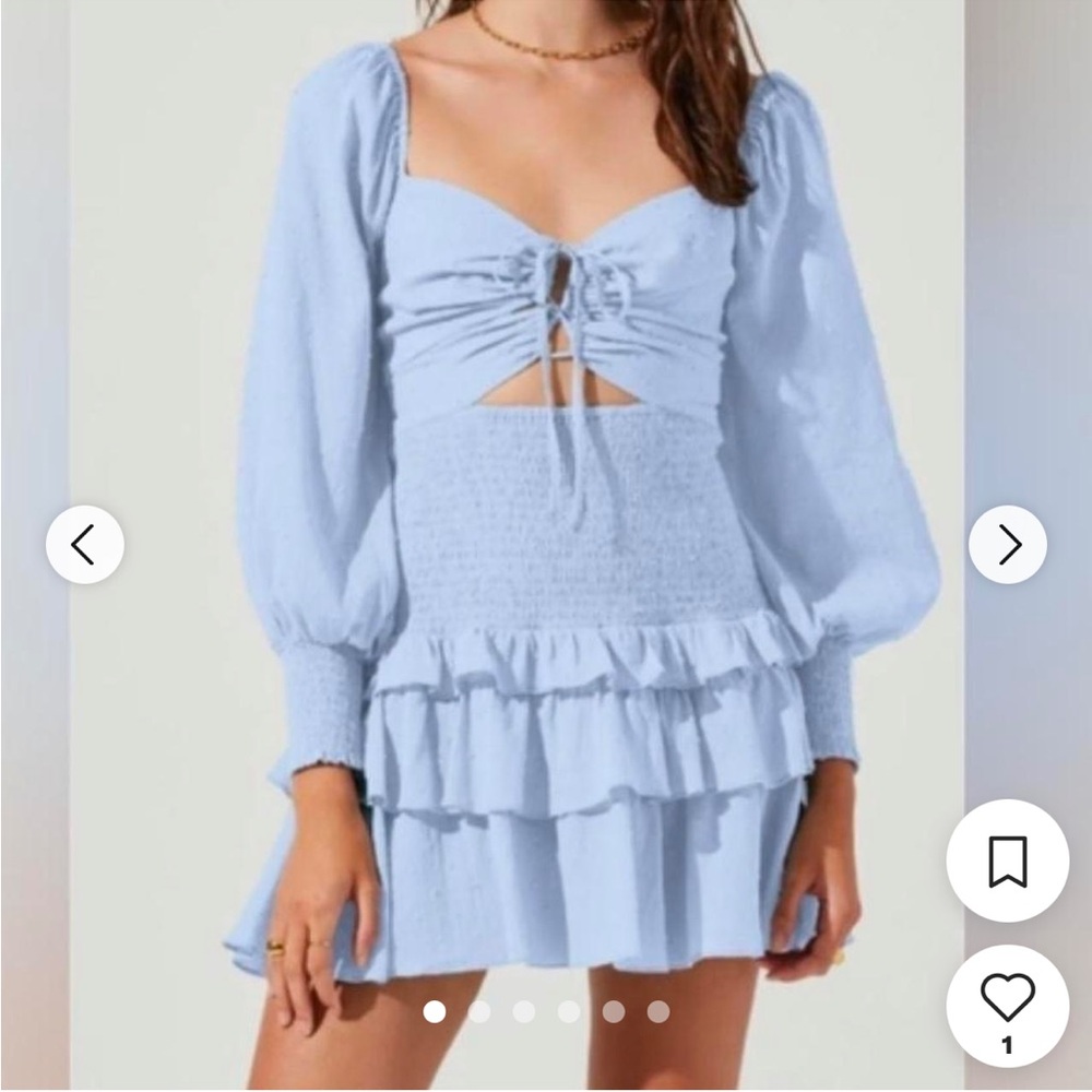 ASTR the Label Blue Mini Puff Sleeve Dress